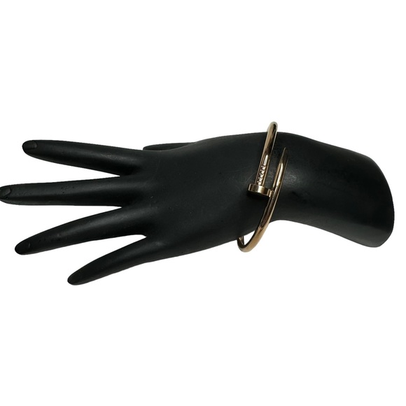 NEW Fashion Rose Gold Color Nail Titanium Steel Plated Bangle Bracelet - Picture 7 of 10